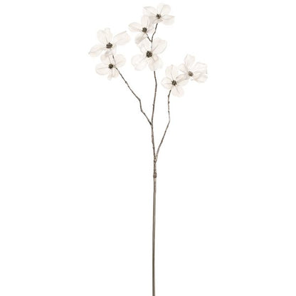 33.5 Inch White Shimmer Dogwood Spray