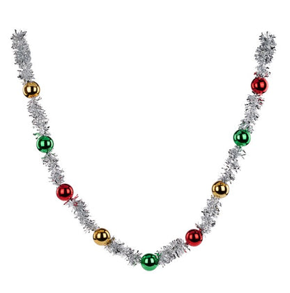 60 Inch Silver Red Emerald Gold Ball Tinsel Garland