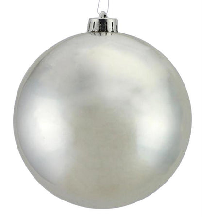 8 Inch Shiny Silver Smooth Ornament Ball