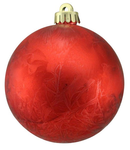 4 inch Red Feather Smooth Ornament Ball
