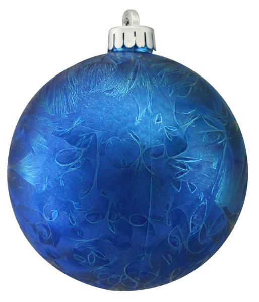 4 Inch Royal Blue Feather Smooth Ornament Ball