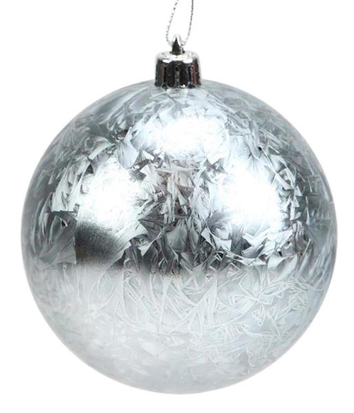 4 Inch Blue Gray Smooth Feather Ornament Ball
