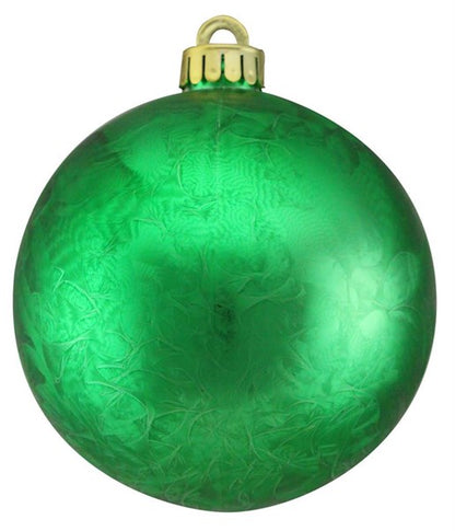 8 Inch Green Feather Smooth Ball Ornament