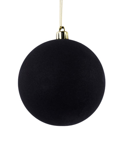 4 Inch Black Smooth Flocked Ball Ornament
