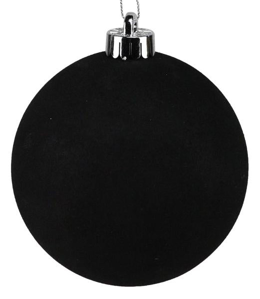 5 Inch Black Smooth Flocked Ball Ornament