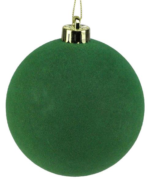 5 Inch Emerald Green Smooth Flocked Ornament Ball