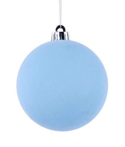 5 Inch Light Blue Smooth Flocked Ornament Ball