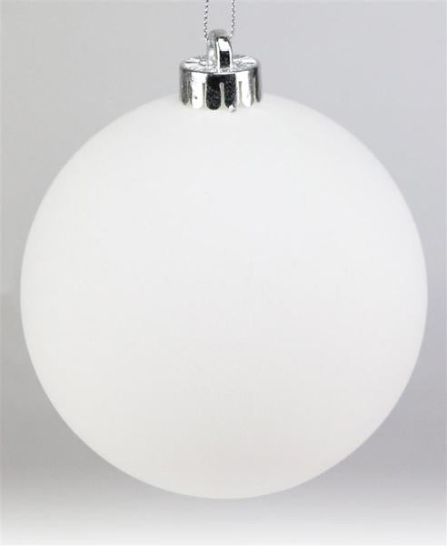 5 Inch White Smooth Flocked Ornament Ball