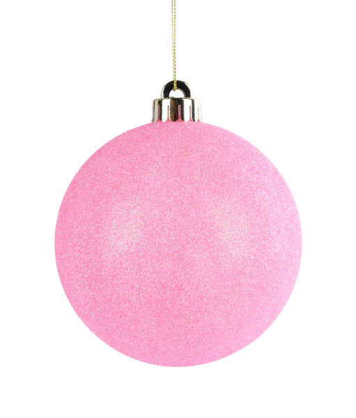 5 Inch Light Pink Iridescent Glitter Ornament Ball