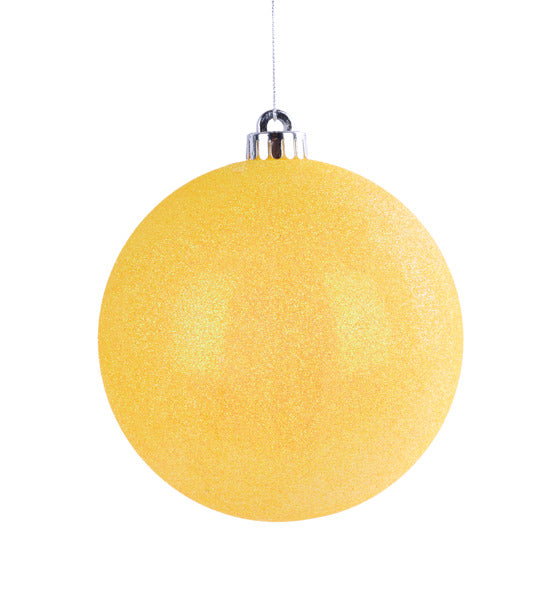 6 Inch Bright Yellow Iridescent Glitter Ornament