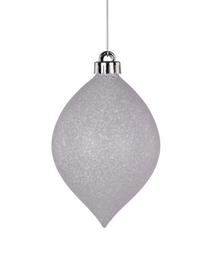 6 Inch Speckle White Teardrop Ornament