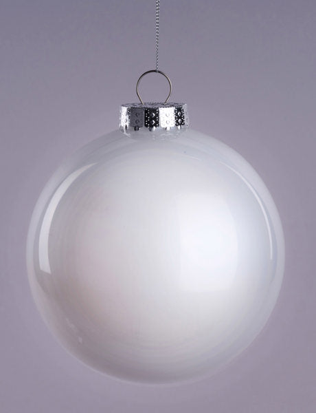6 Inch Pearl White Lacquer Glass Look Ornament