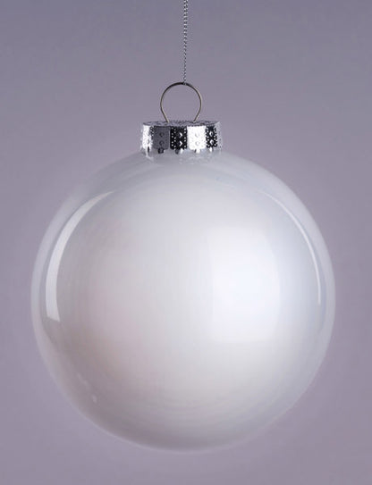 6 Inch Pearl White Lacquer Glass Look Ornament