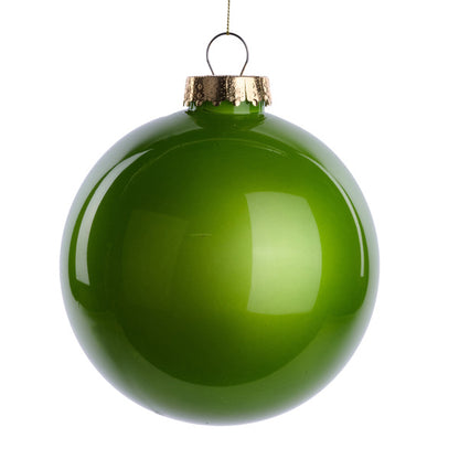 6 Inch Lime Green Lacquer Glass Look Ornament