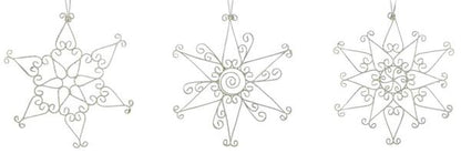 18 Inch Iridescent White Metal Snowflakes Three Styles