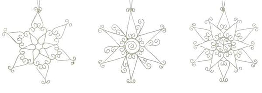 18 Inch Iridescent White Metal Snowflakes Three Styles