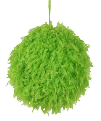 4.75 Inch Lime Green Furry Ornament Ball