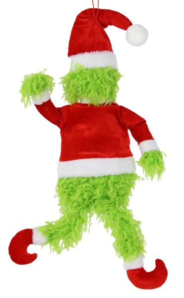 21 Inch Furry Green Monster In A Santa Suit