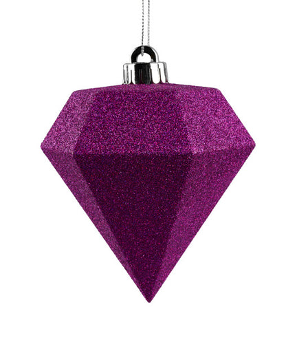 5 Inch Dark Fuchsia Glitter Diamond Ornament