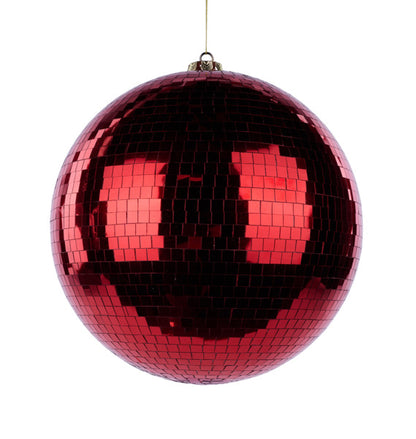 10 Inch Red Mirror Ball Ornament