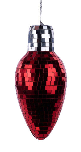 5.5 Inch Red Mirror Light Bulb Ornament