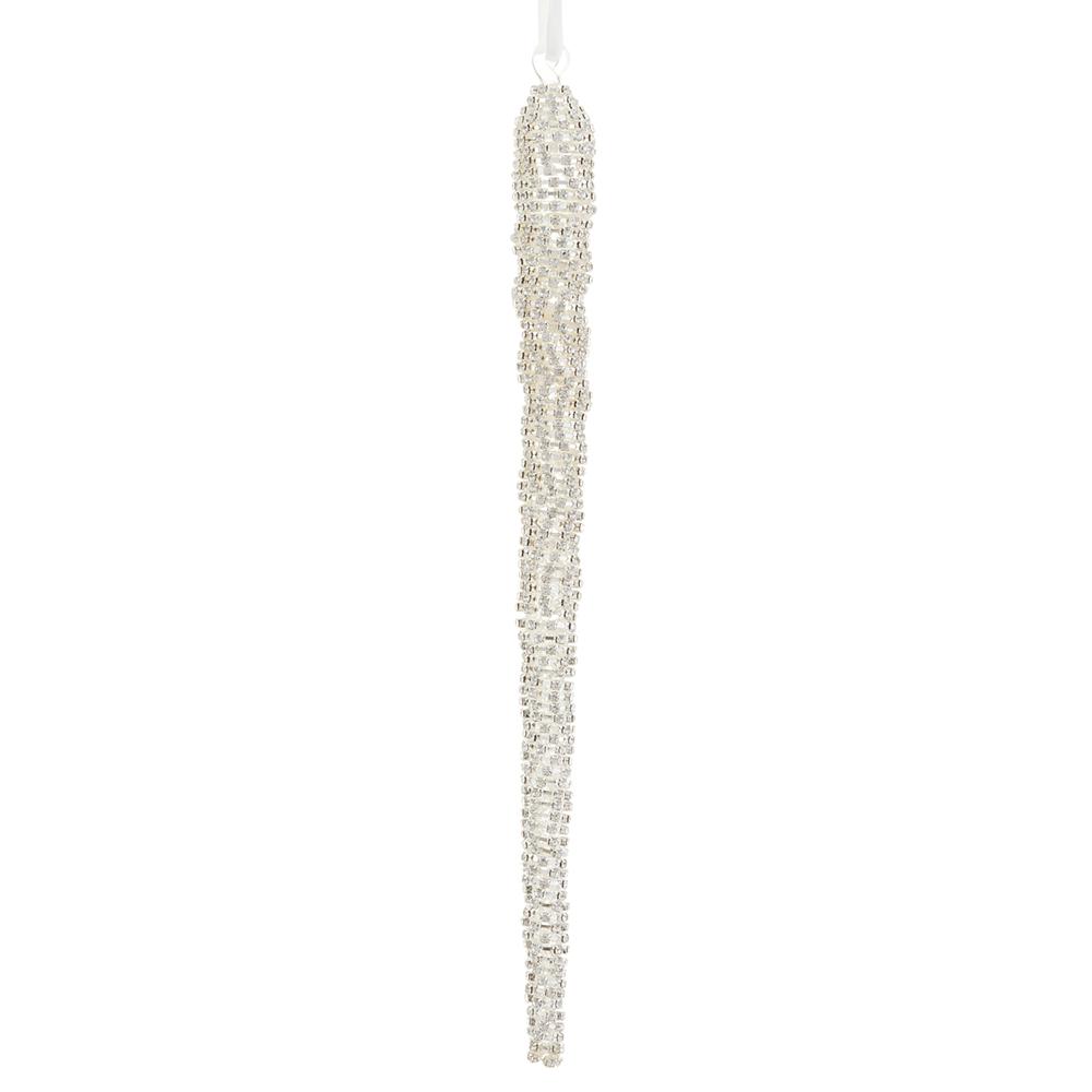 11 Inch Silver Diamond Icicle Ornament
