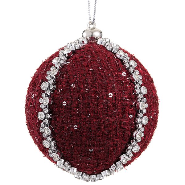 4 Inch Red Diamond Yarn Ball Ornament