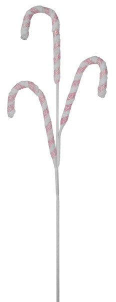 26 Inch Pink And White Glitter Candy Cane Spray