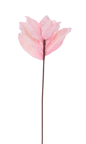 19 Inch Pink Velvet Magnolia Leaf Spray