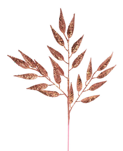 28 Inch Blush Pink Glitter Leaf Spray