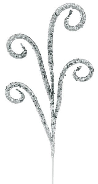 21 Inch Silver Curly Glitter Tubing Spray