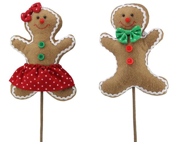 Felt Gingerbread Girl And Boy Pick