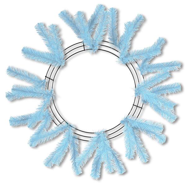 15 Inch Wire, 25 OAD Sky Blue Work Wreath