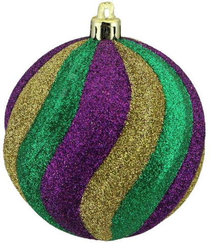 3 Inch Mardi Gras Swirl Ornament Ball