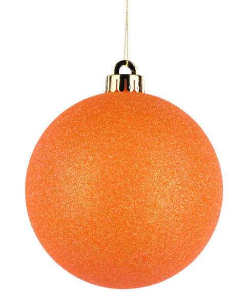 6 Inch Orange Glittered Ball Ornament