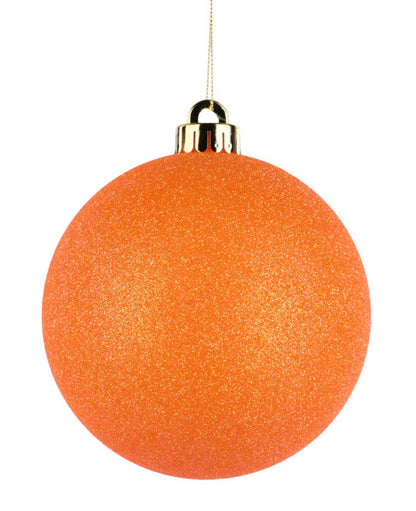 6 Inch Orange Glittered Ball Ornament