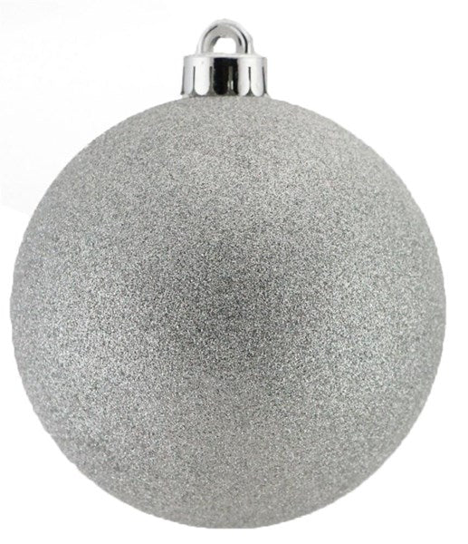 10 Inch Silver Glittered Ornament Ball