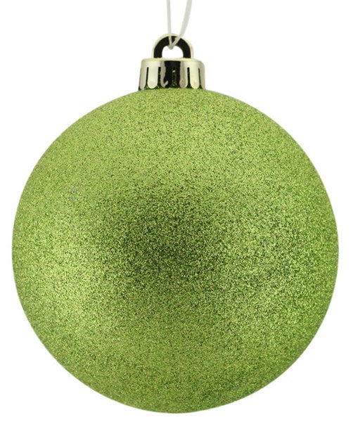 8 Inch Lime Green Glittered Ornament Ball