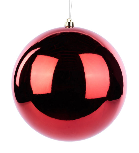 12 Inch Shiny Red Smooth Ball Ornament