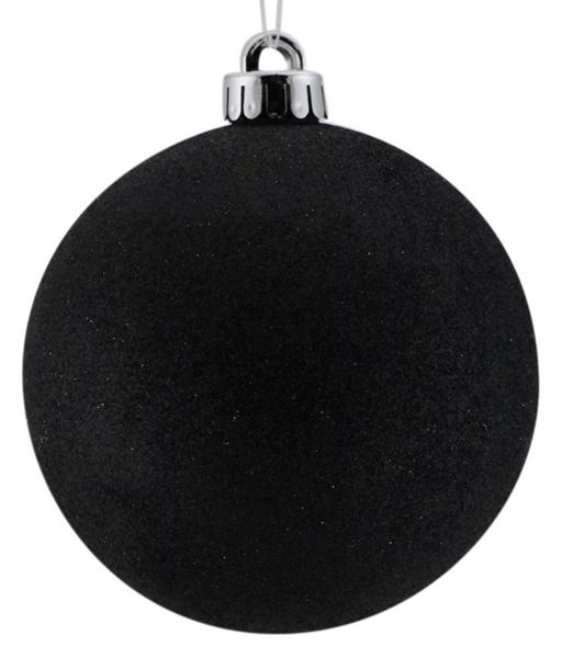 5 Inch Black Glitter Ornament Ball