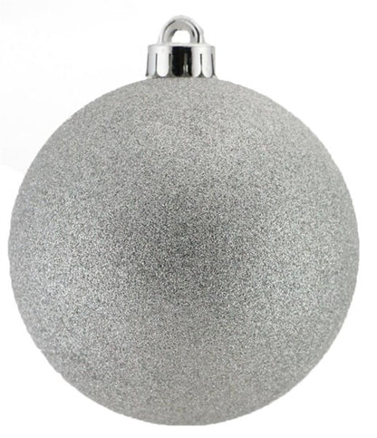 5 Inch Silver Glitter Ornament Ball