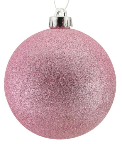 5 Inch Icy Pink Glitter Ornament Ball