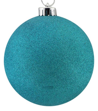 5 Inch Turquoise Glitter Ornament Ball