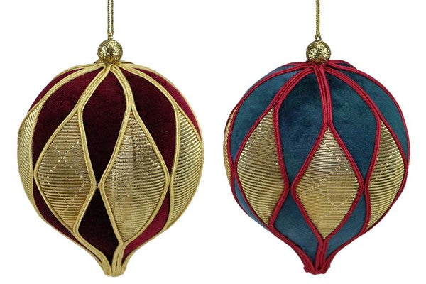 6 Inch Velvet Harlequin Onion Ornament Two Styles