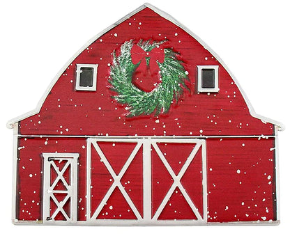 12 Inch Metal Red Winter Barn Sign
