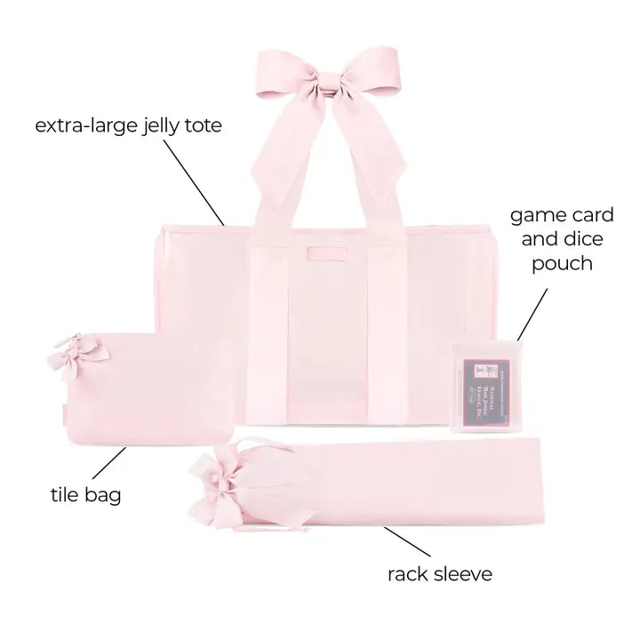 Case Mate Mahjong Jelly Tote Set Ballet Pink With Bow 4 Piece Set