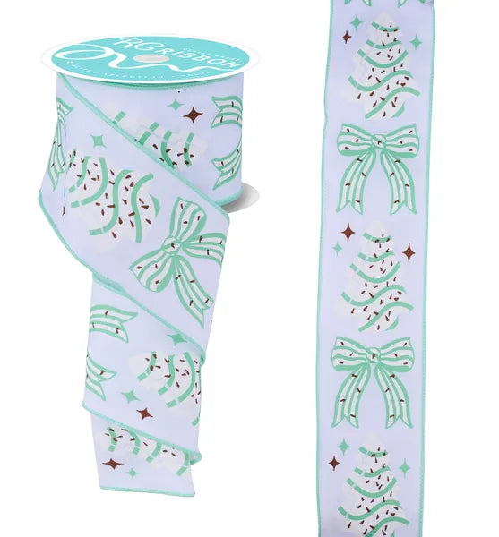 2.5 Inch By 10 Yard Mint Cake Tree And Bow Ribbon