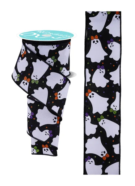 2.5 Inch By 10 Yard Ghosties With Bows Ribbon