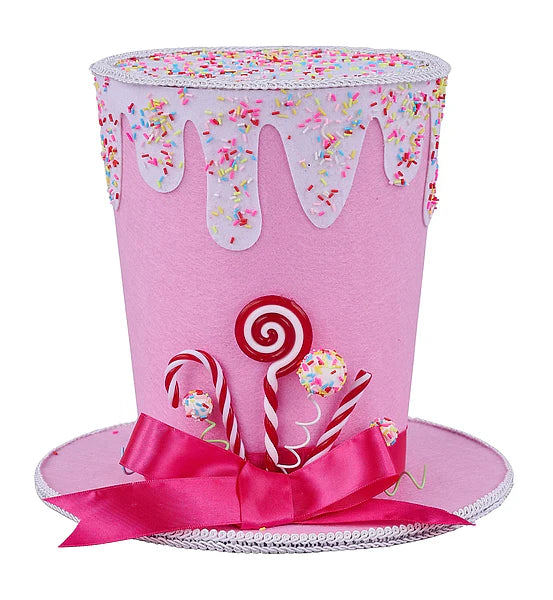 8.25 Inch Pink Frosted Candy Top Hat