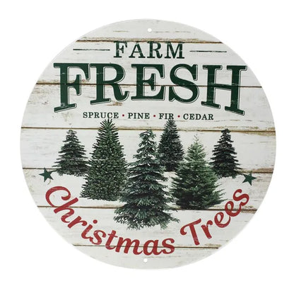 12 Inch Farm Fresh Christmas Trees Metal Sign